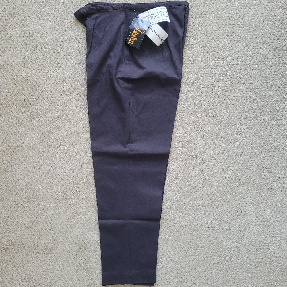 NWT NOS David Paul Petite Stretch Pants Size 14 Grey Brown